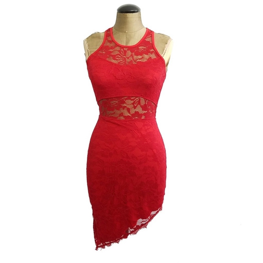 Red lace dress